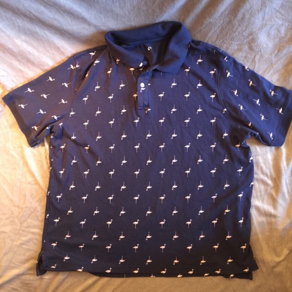 Navy Blue Flamingo Printed Shirt - Picture 2 of 4